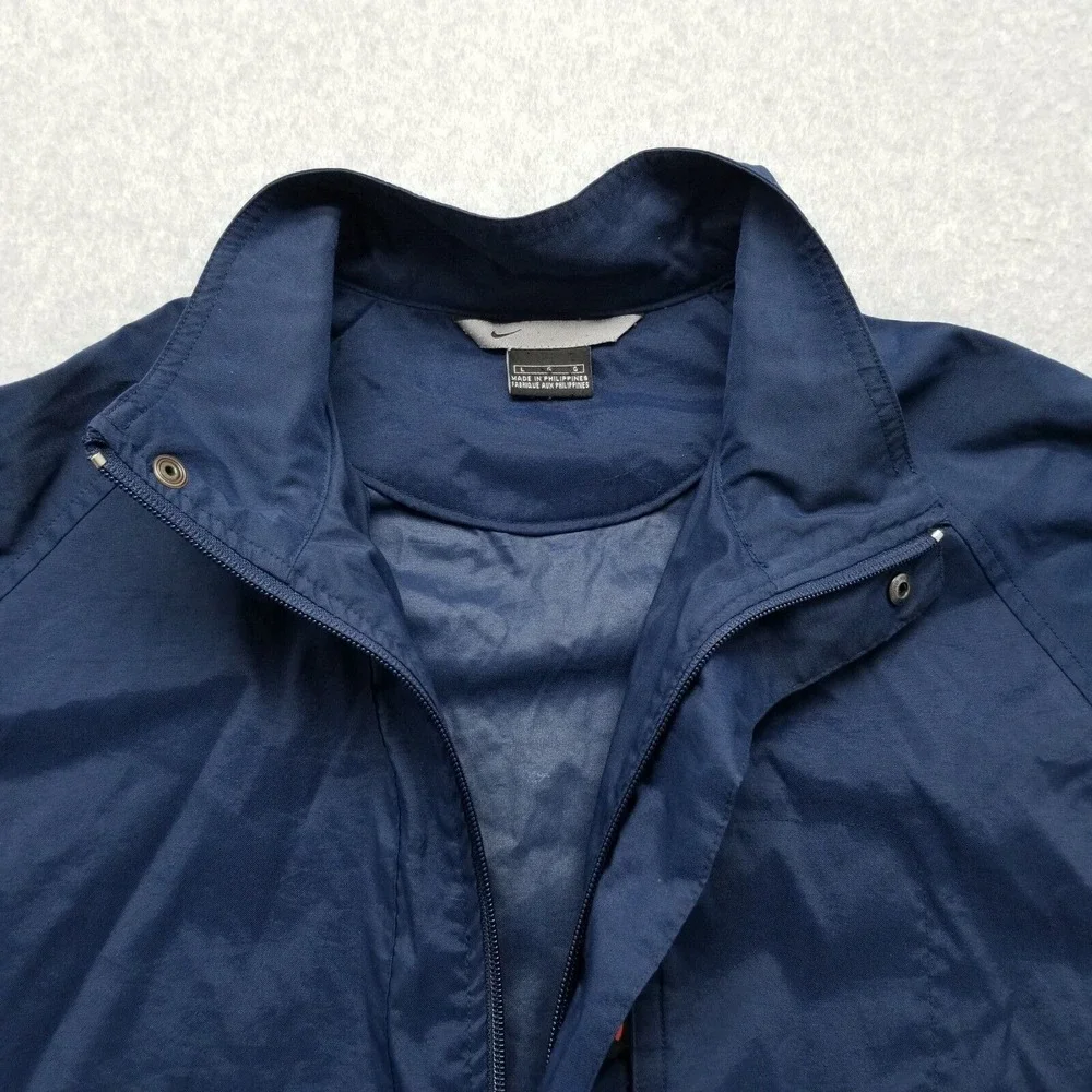 Nike Jacket Mens Large Blue Full‎ Zip Pockets Nylon Windbreaker